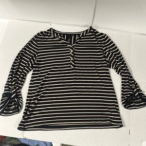Striped Black and Cream Women's Top, medium